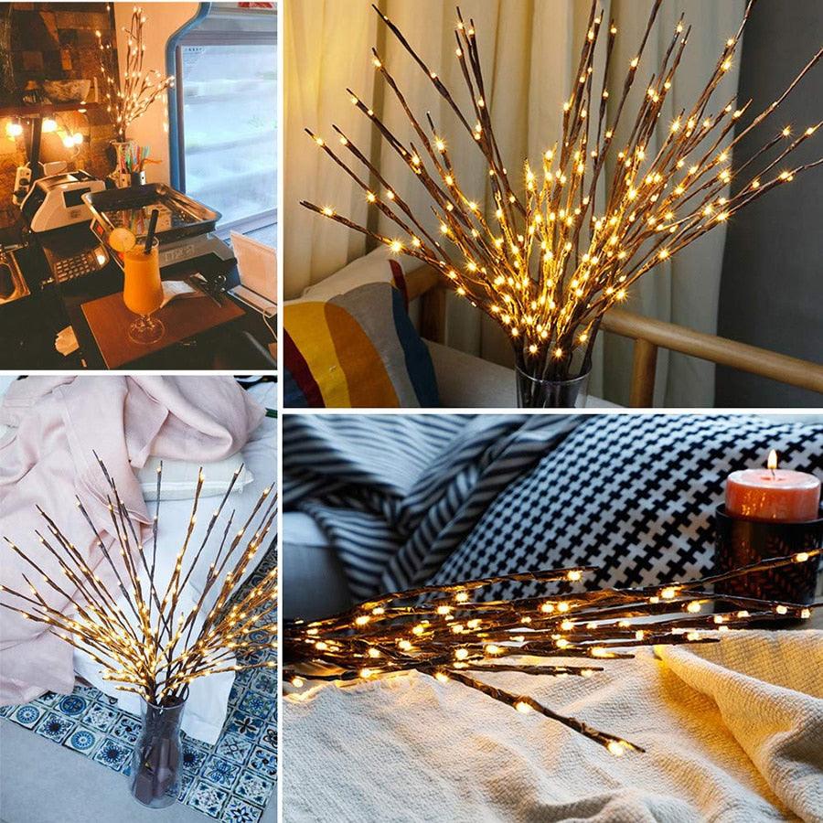 Willow Branch Lamp DIY Battery Operated Simulation Willow Branch Vase Night Light For Home Party Garden Decoration Sudad