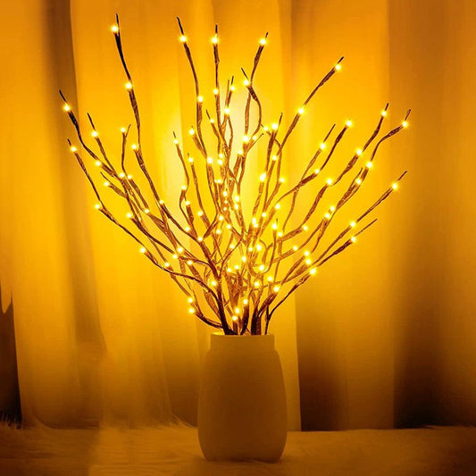 Willow Branch Lamp DIY Battery Operated Simulation Willow Branch Vase Night Light For Home Party Garden Decoration Sudad