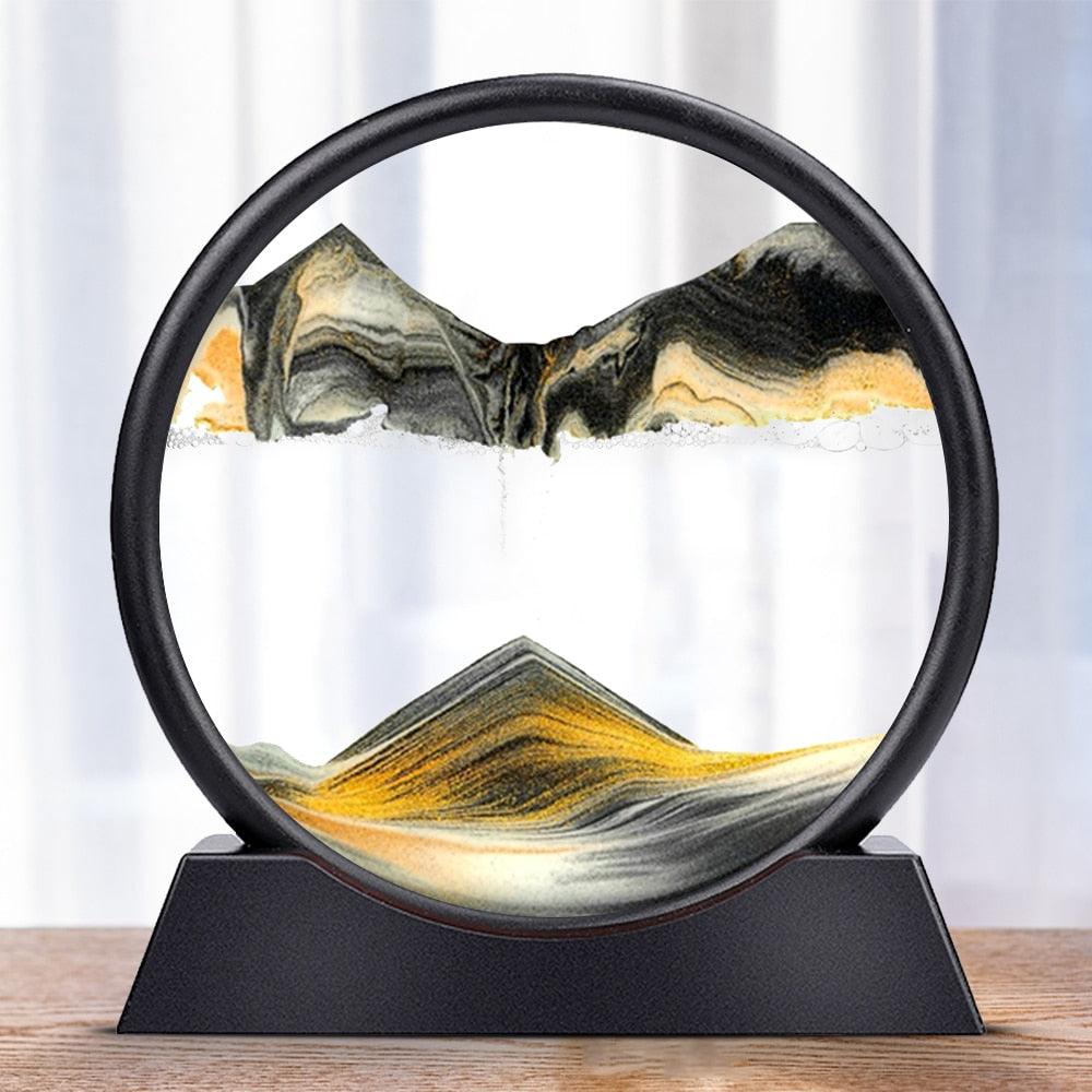 Moving Sand Art Picture Round Glass 3D Hourglass Deep Sea Sandscape In Motion Display Flowing Sand Frame 7/12inch For home Decor Sudad