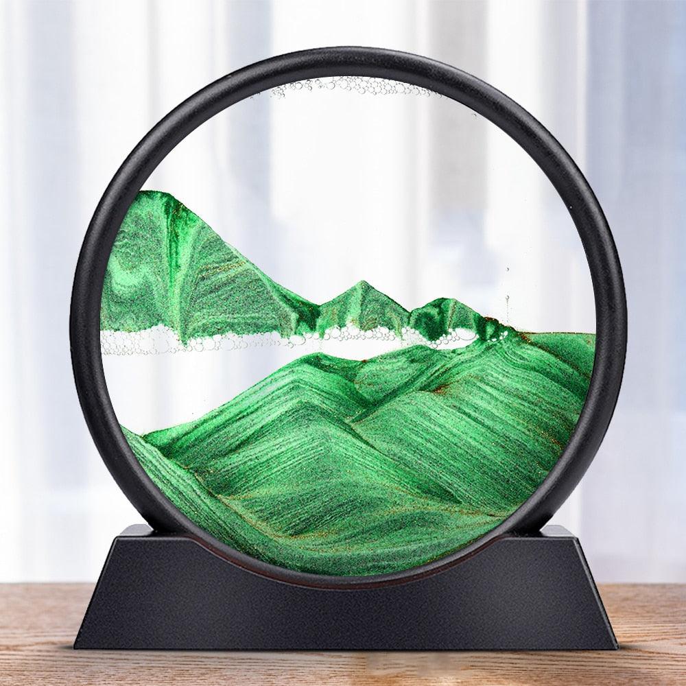 Moving Sand Art Picture Round Glass 3D Hourglass Deep Sea Sandscape In Motion Display Flowing Sand Frame 7/12inch For home Decor Sudad