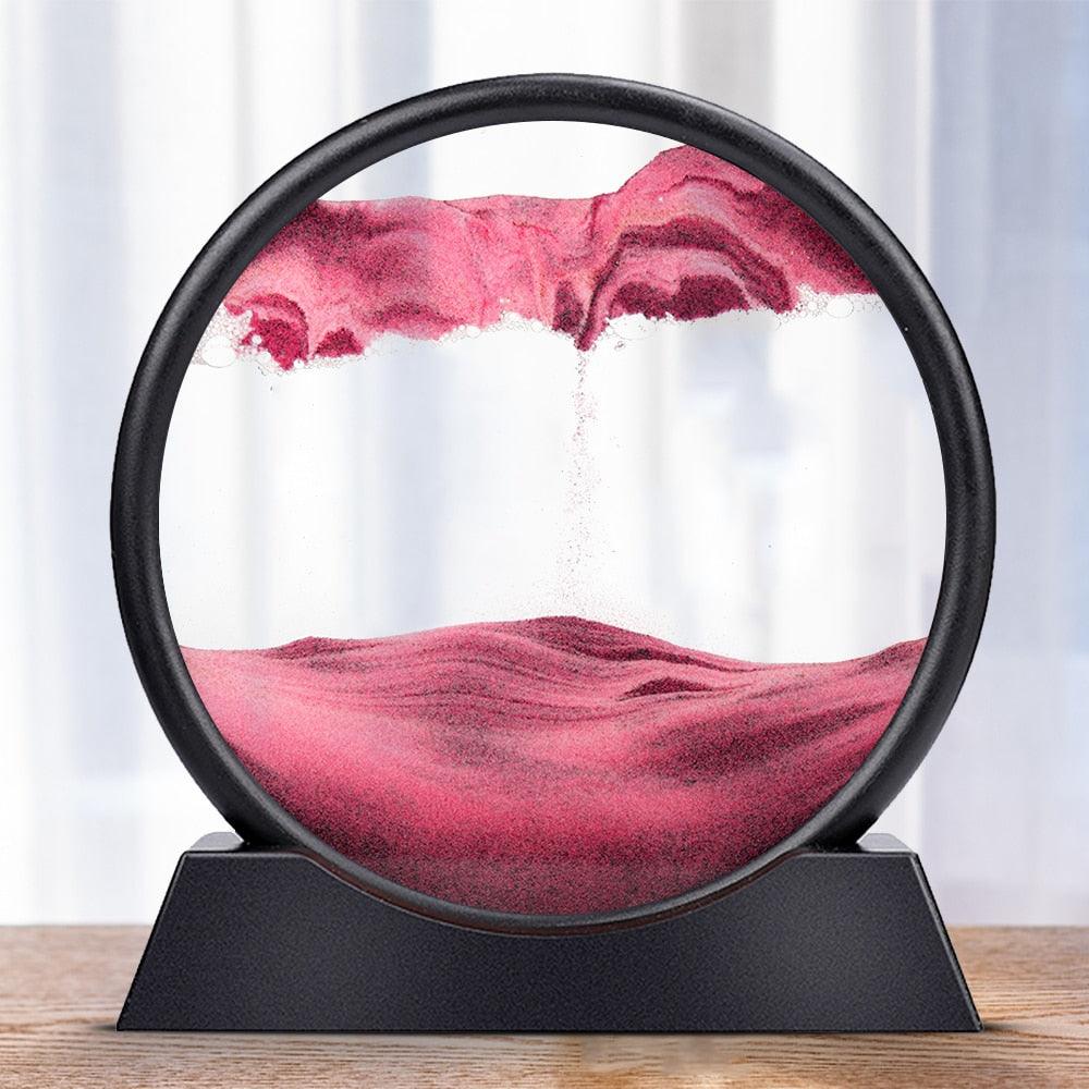 Moving Sand Art Picture Round Glass 3D Hourglass Deep Sea Sandscape In Motion Display Flowing Sand Frame 7/12inch For home Decor Sudad