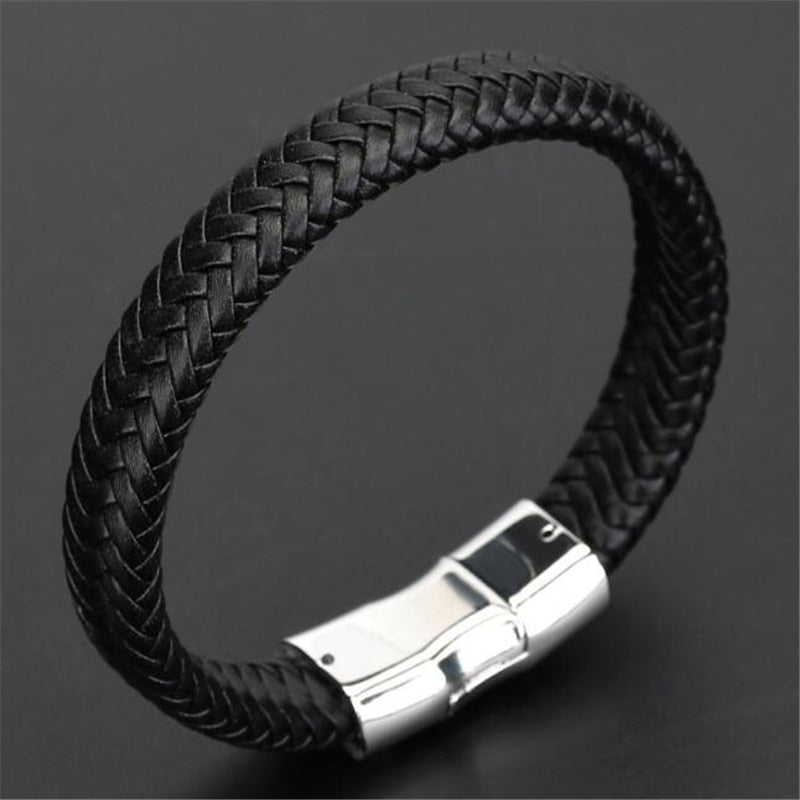 ZOSHI Trendy Genuine Leather Bracelets Mens Multilayer Braided Rope