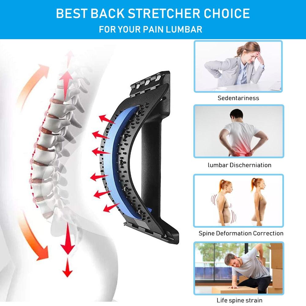 Multi-level Adjustable Back Massager Stretcher Waist Neck Stretch Fitness Lumbar Cervical Spine Support Pain Relief Relaxation Sudad