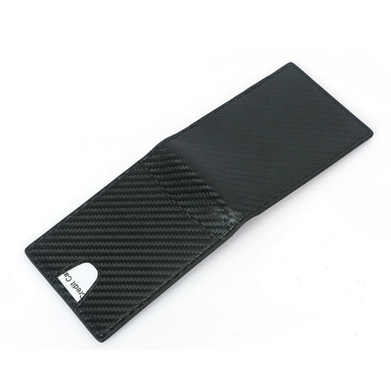 New RFID Blocking Slim Carbon Fiber Leather Wallet