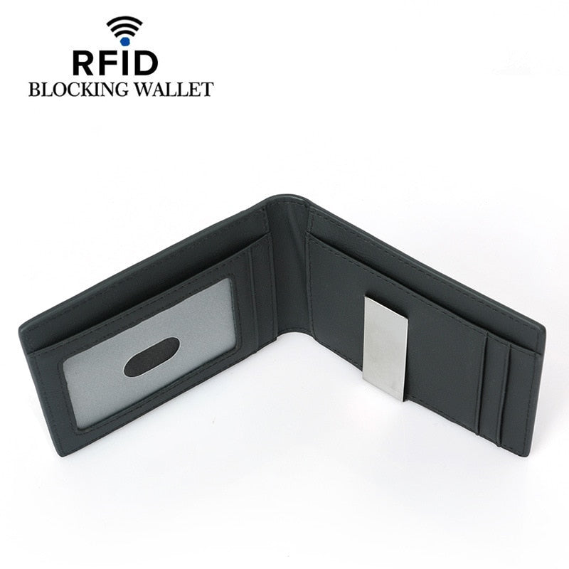 New RFID Blocking Slim Carbon Fiber Leather Wallet