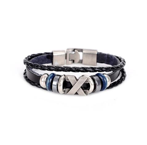 ZOSHI Trendy Genuine Leather Bracelets Mens Multilayer Braided Rope