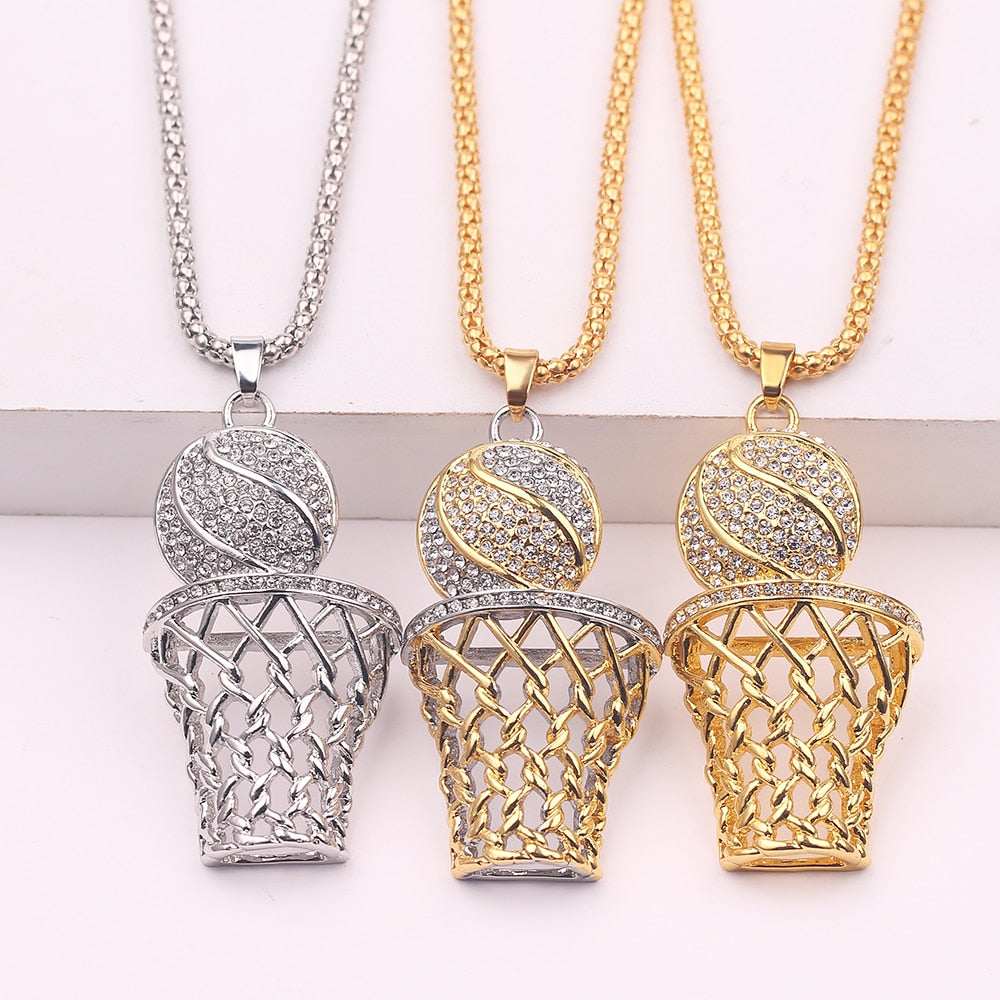 Street Basketball Lovers Exaggerated Punk Basket Ball Pendant Necklaces