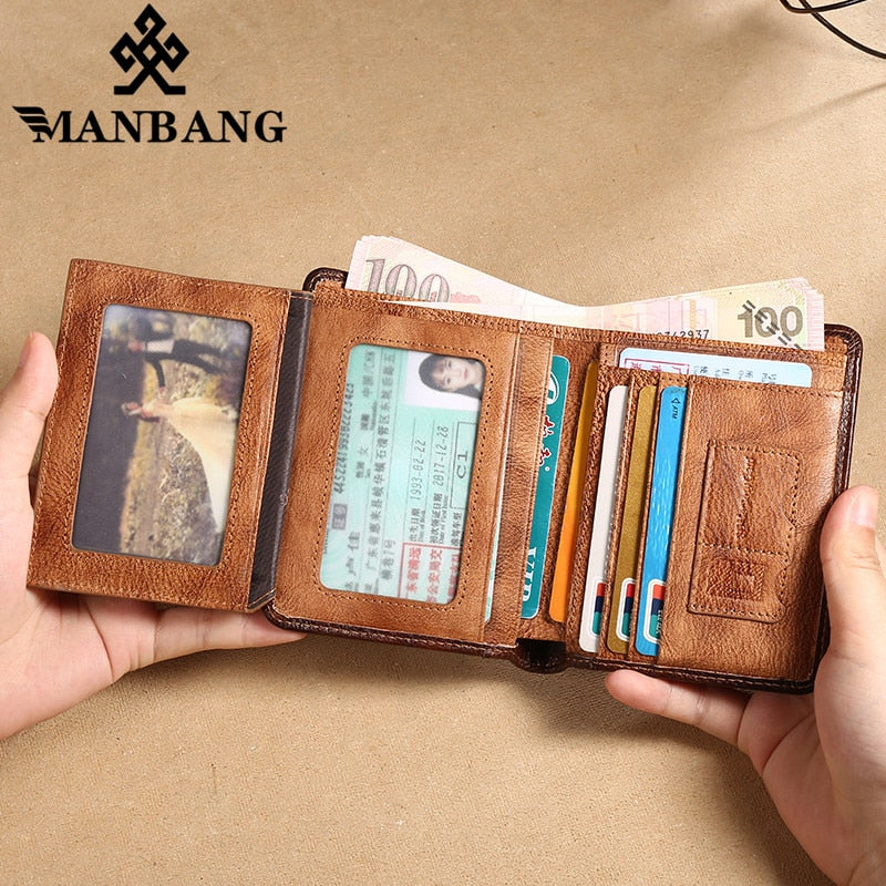 ManBang Male Genuine Leather Wallets Men Wallet