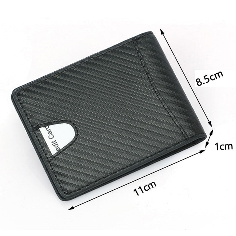 New RFID Blocking Slim Carbon Fiber Leather Wallet