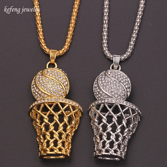 Street Basketball Lovers Exaggerated Punk Basket Ball Pendant Necklaces