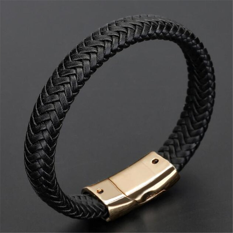 ZOSHI Trendy Genuine Leather Bracelets Mens Multilayer Braided Rope