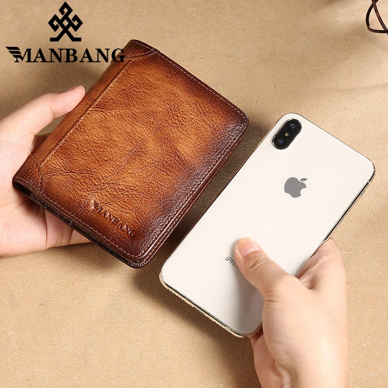 ManBang Male Genuine Leather Wallets Men Wallet