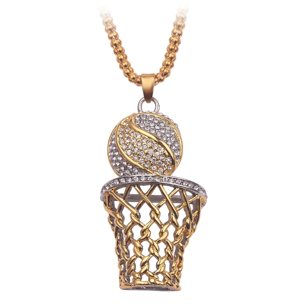 Street Basketball Lovers Exaggerated Punk Basket Ball Pendant Necklaces