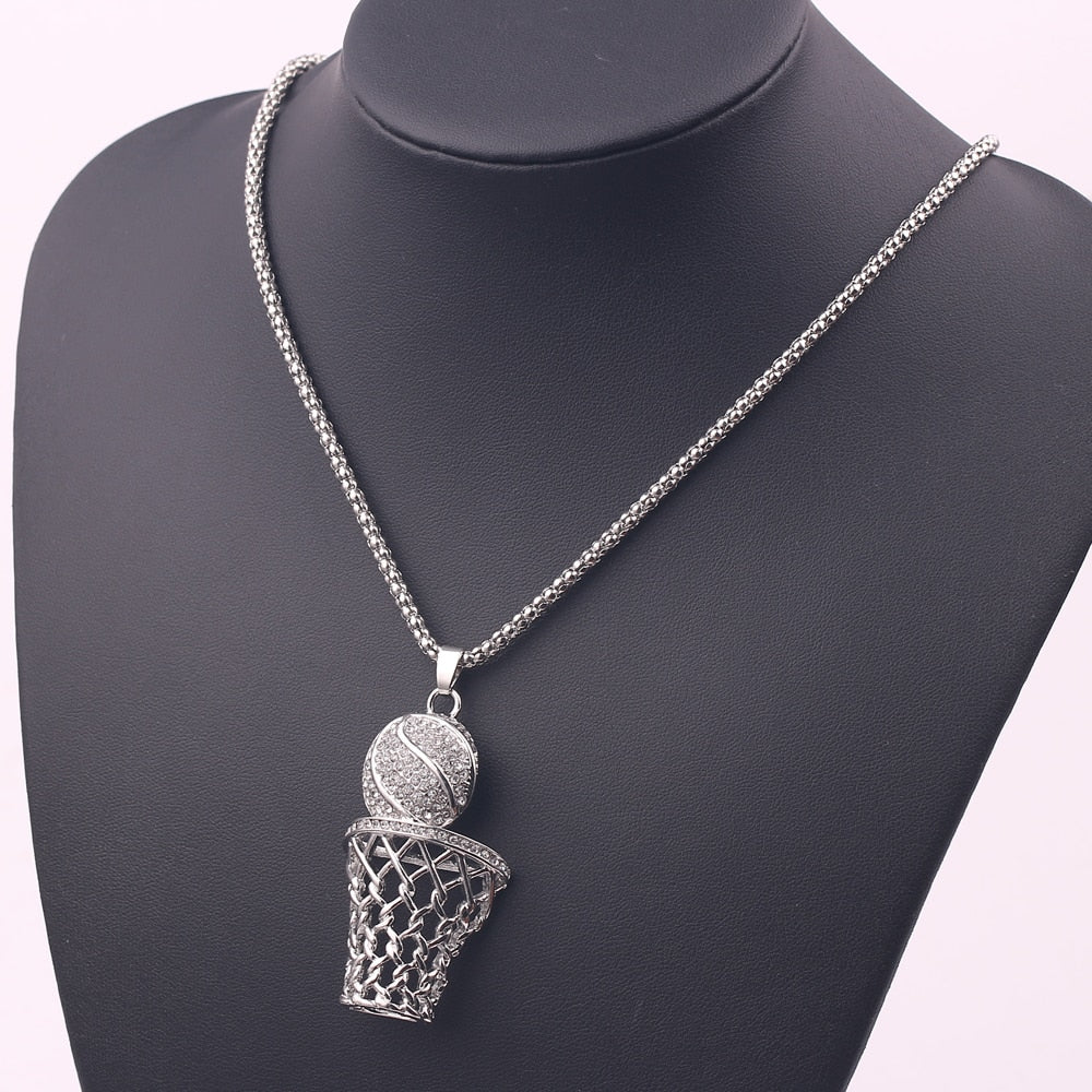 Street Basketball Lovers Exaggerated Punk Basket Ball Pendant Necklaces