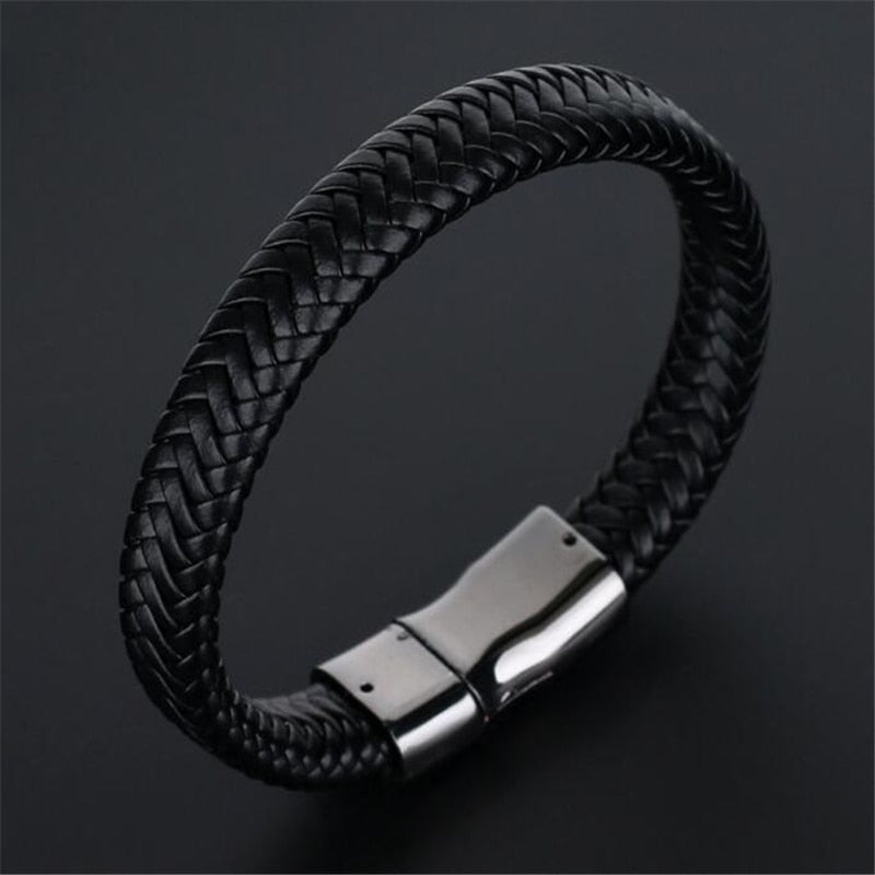 ZOSHI Trendy Genuine Leather Bracelets Mens Multilayer Braided Rope