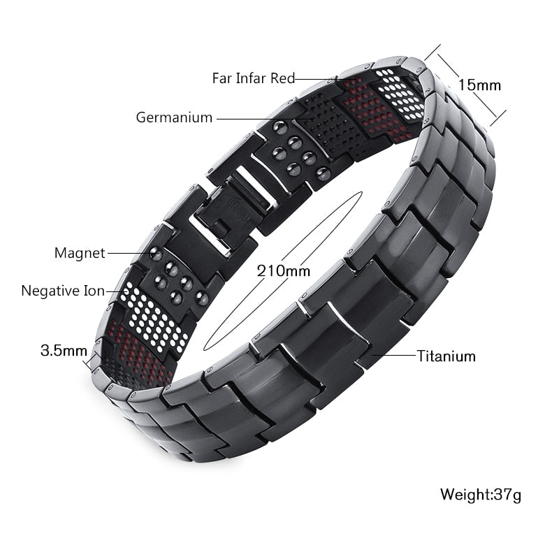 Escalus Men's Black Pure Titanium Magnetic Bracelet