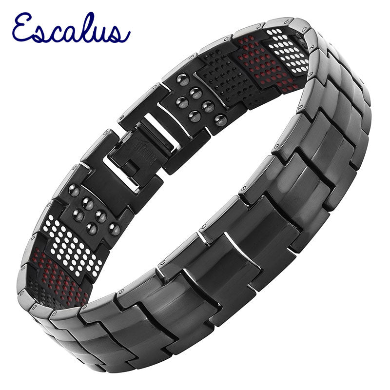 Escalus Men's Black Pure Titanium Magnetic Bracelet