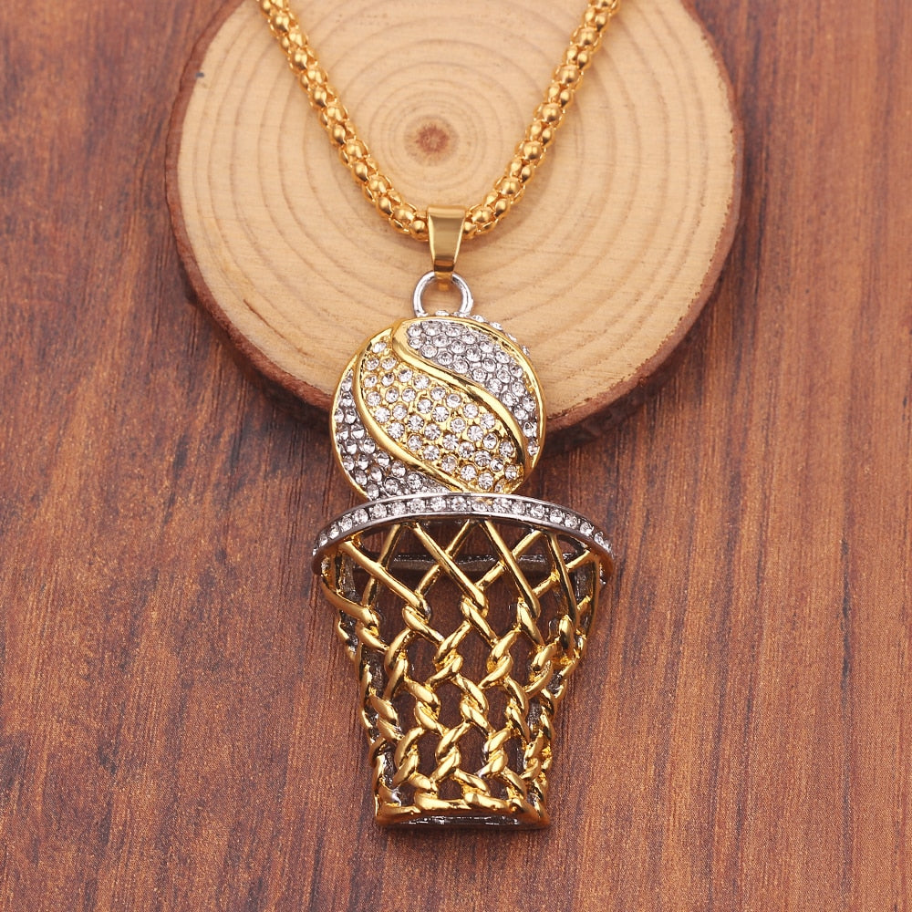 Street Basketball Lovers Exaggerated Punk Basket Ball Pendant Necklaces