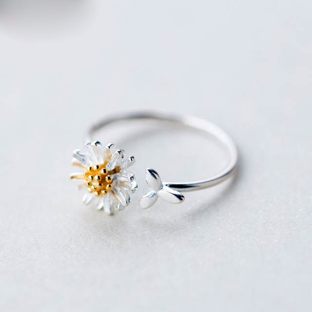 New 925 Sterling Silver Daisy Flower Rings