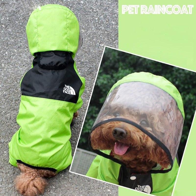 Pet Dog Waterproof Raincoat Jumpsuit Reflective Rain Coat Hooded Sudad