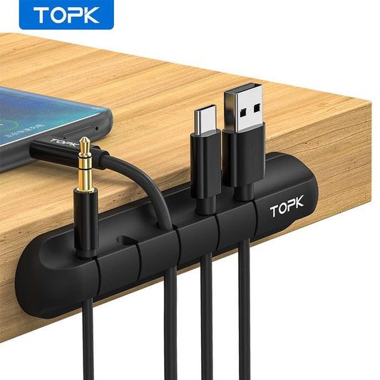 TOPK L16 Cable Organizer Silicone USB Cable Winder Desktop Tidy Management Clips Cable Holder for Mouse Headphone Wire Organizer Sudad