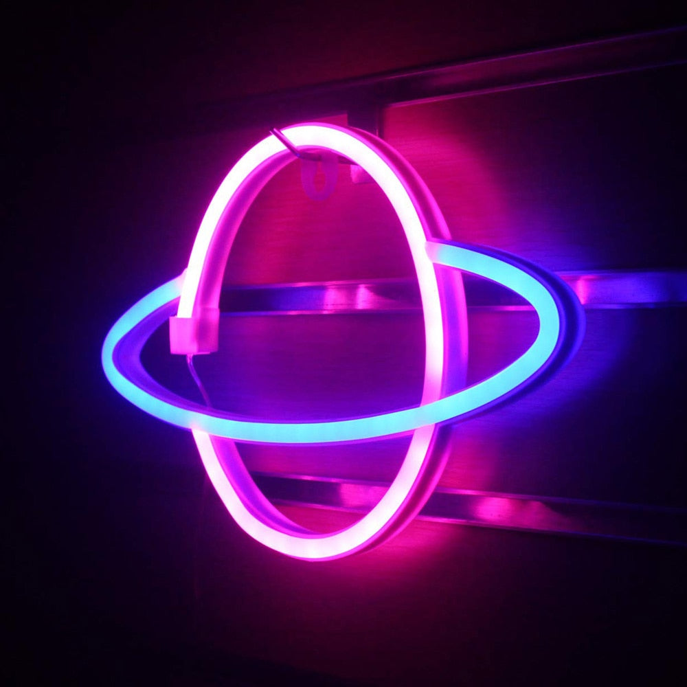 Planet LED Lights Neon Light Sign Bedroom Decor Neon Sign Night Lamp