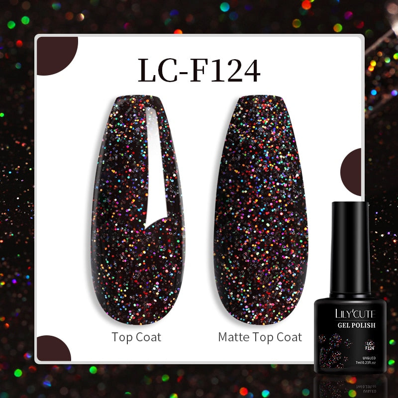 LILYCUTE 9D Rainbow Glitter Cat Magnetic Nail Gel Polish Holographic