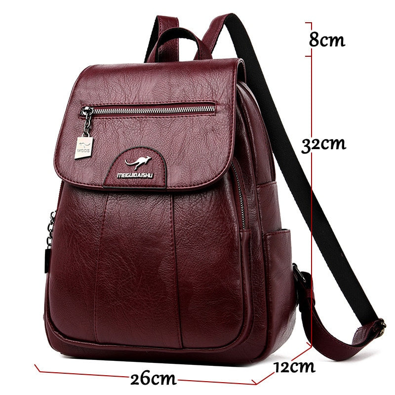 Women Leather Backpacks High Quality Female Vintage Backpack For Girls