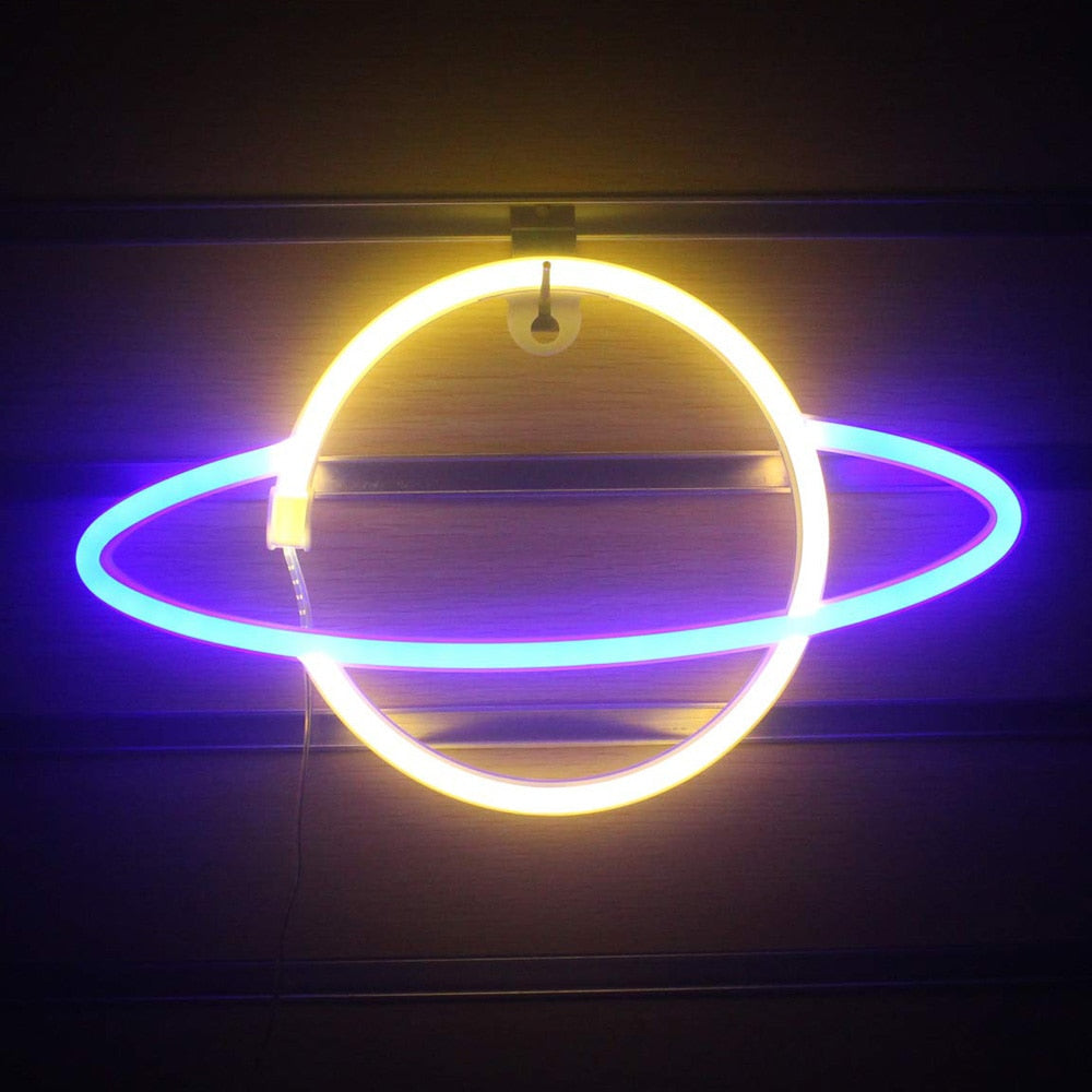 Planet LED Lights Neon Light Sign Bedroom Decor Neon Sign Night Lamp