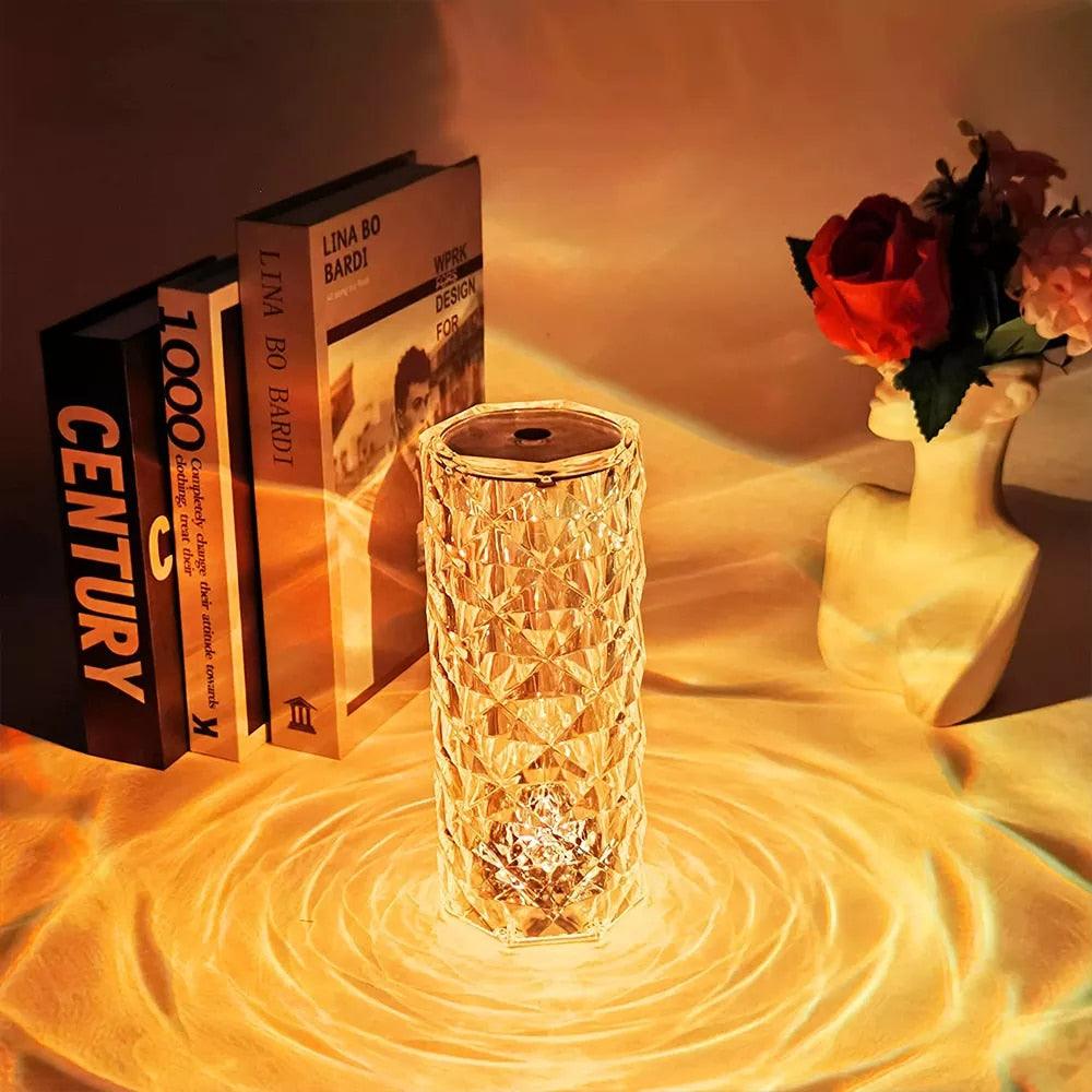 Touching Control Rose Crystal Lamp Bedside Table Rechargeable 3/16 Colors USB Touch Night Light Holiday Lamps Led Lighting Sudad