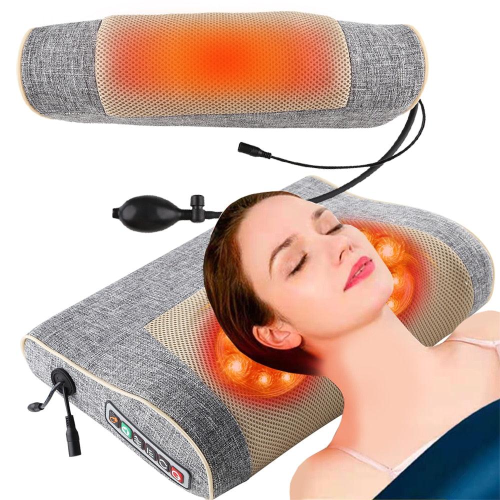 Electric Neck Relaxation head Massage Pillow Back Heating Kneading Infrared therapy shiatsu AB pillow Massager Sudad