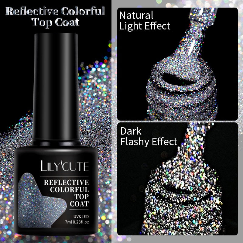 LILYCUTE 9D Rainbow Glitter Cat Magnetic Nail Gel Polish Holographic