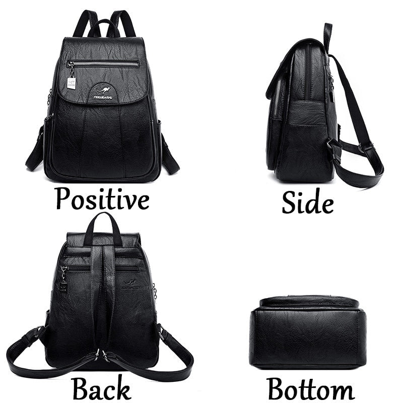 Women Leather Backpacks High Quality Female Vintage Backpack For Girls