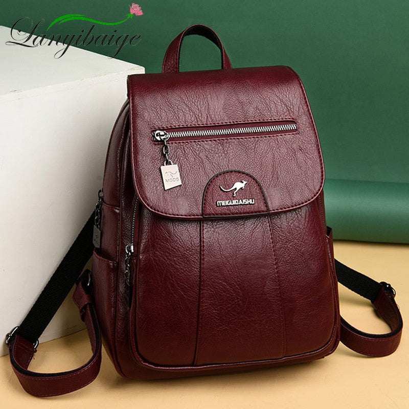 Women Leather Backpacks High Quality Female Vintage Backpack For Girls