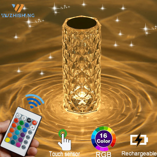 LED Crystal Table Lamp Rose Light Projector