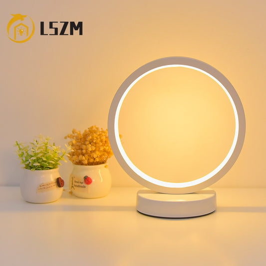 LED Table Lamp Bedroom Circular Desk Lamps