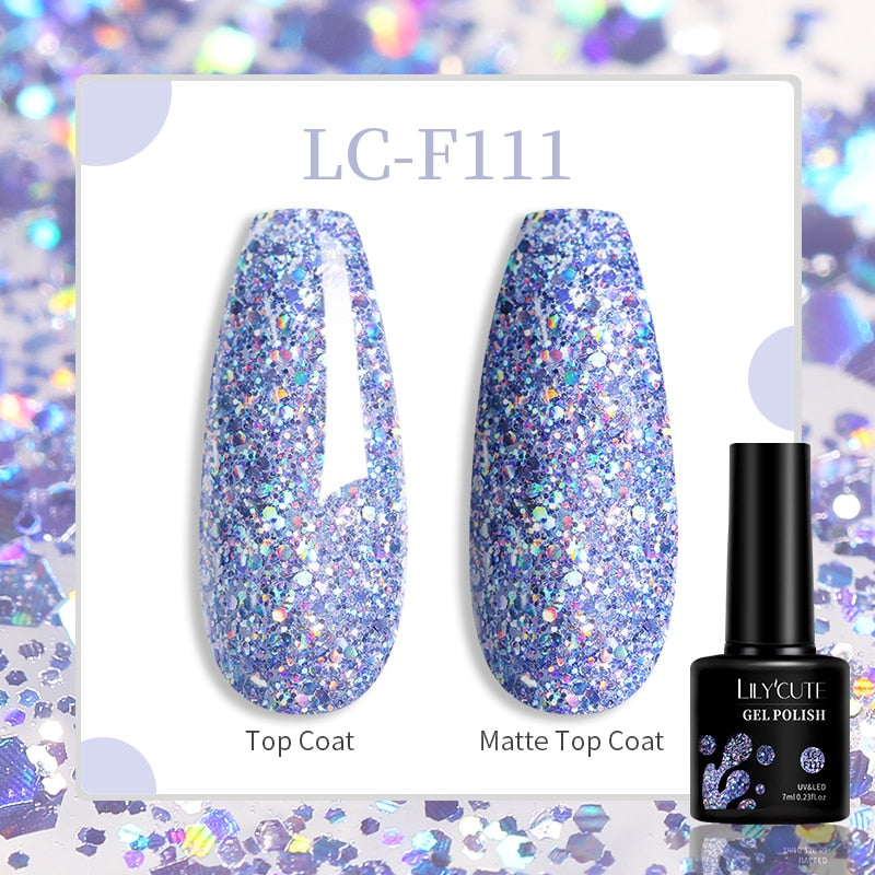 LILYCUTE 9D Rainbow Glitter Cat Magnetic Nail Gel Polish Holographic