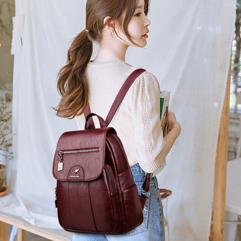 Women Leather Backpacks High Quality Female Vintage Backpack For Girls