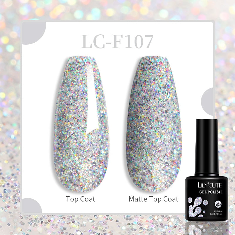 LILYCUTE 9D Rainbow Glitter Cat Magnetic Nail Gel Polish Holographic