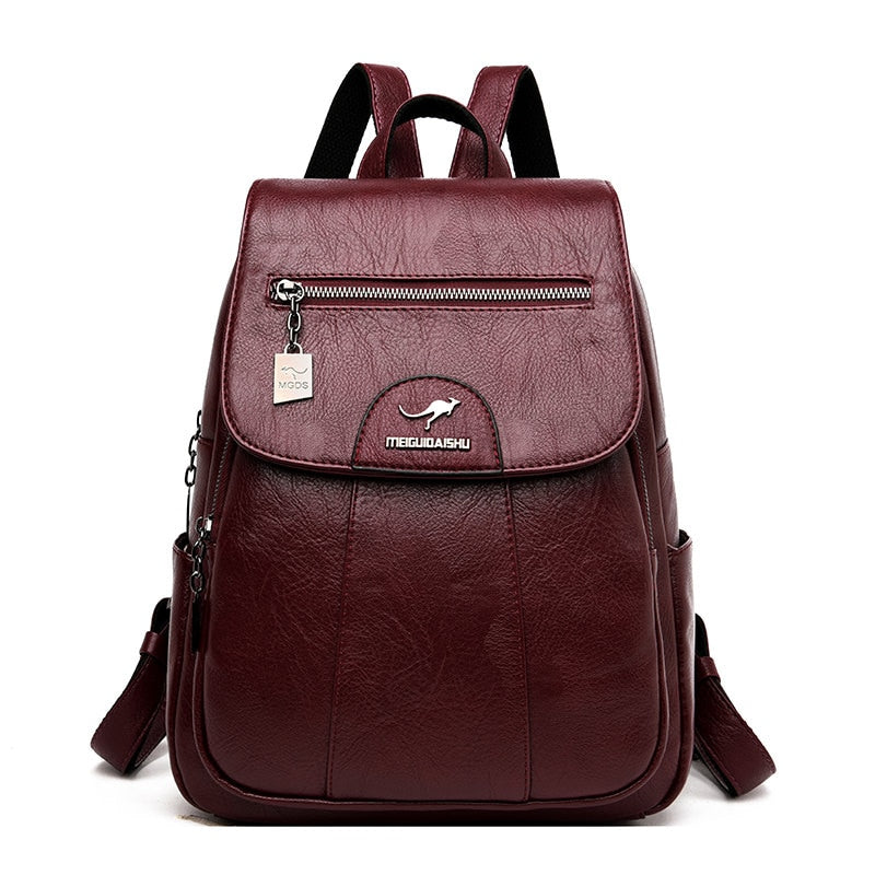 Women Leather Backpacks High Quality Female Vintage Backpack For Girls