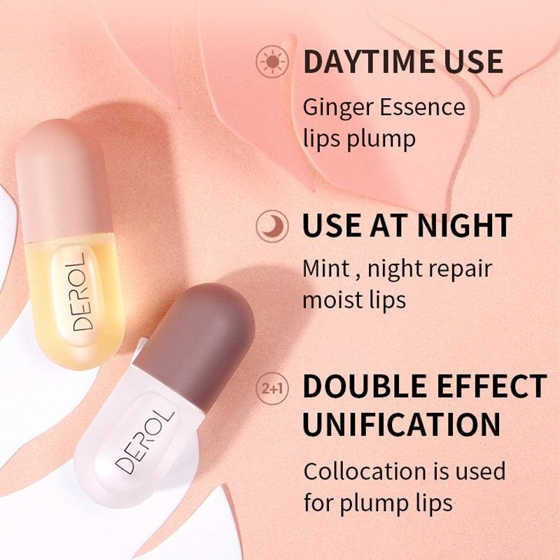 Day Night Instant Volume Lips Plumper Oil Moisturizing Repairing Reduce Lip Fine Line Serum Cosmetic Sexy Lip Gloss Makeup Sudad