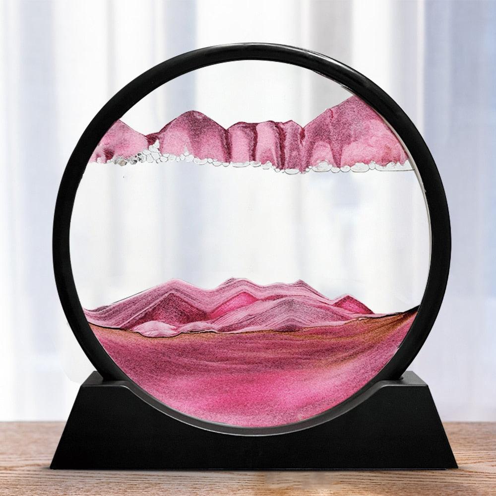 Moving Sand Art Picture Round Glass 3D Hourglass Deep Sea Sandscape In Motion Display Flowing Sand Frame 7/12inch For home Decor Sudad