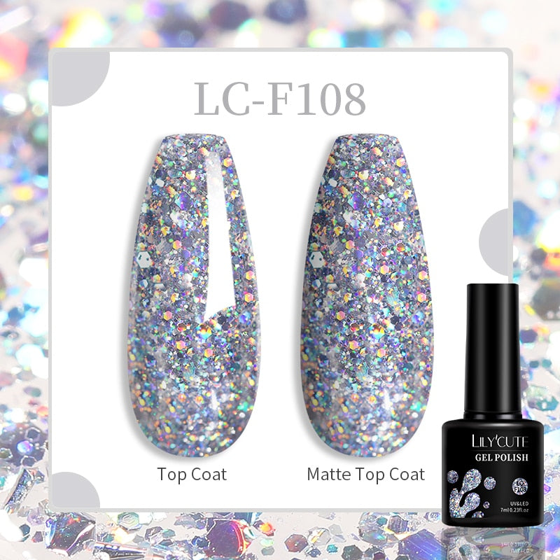 LILYCUTE 9D Rainbow Glitter Cat Magnetic Nail Gel Polish Holographic