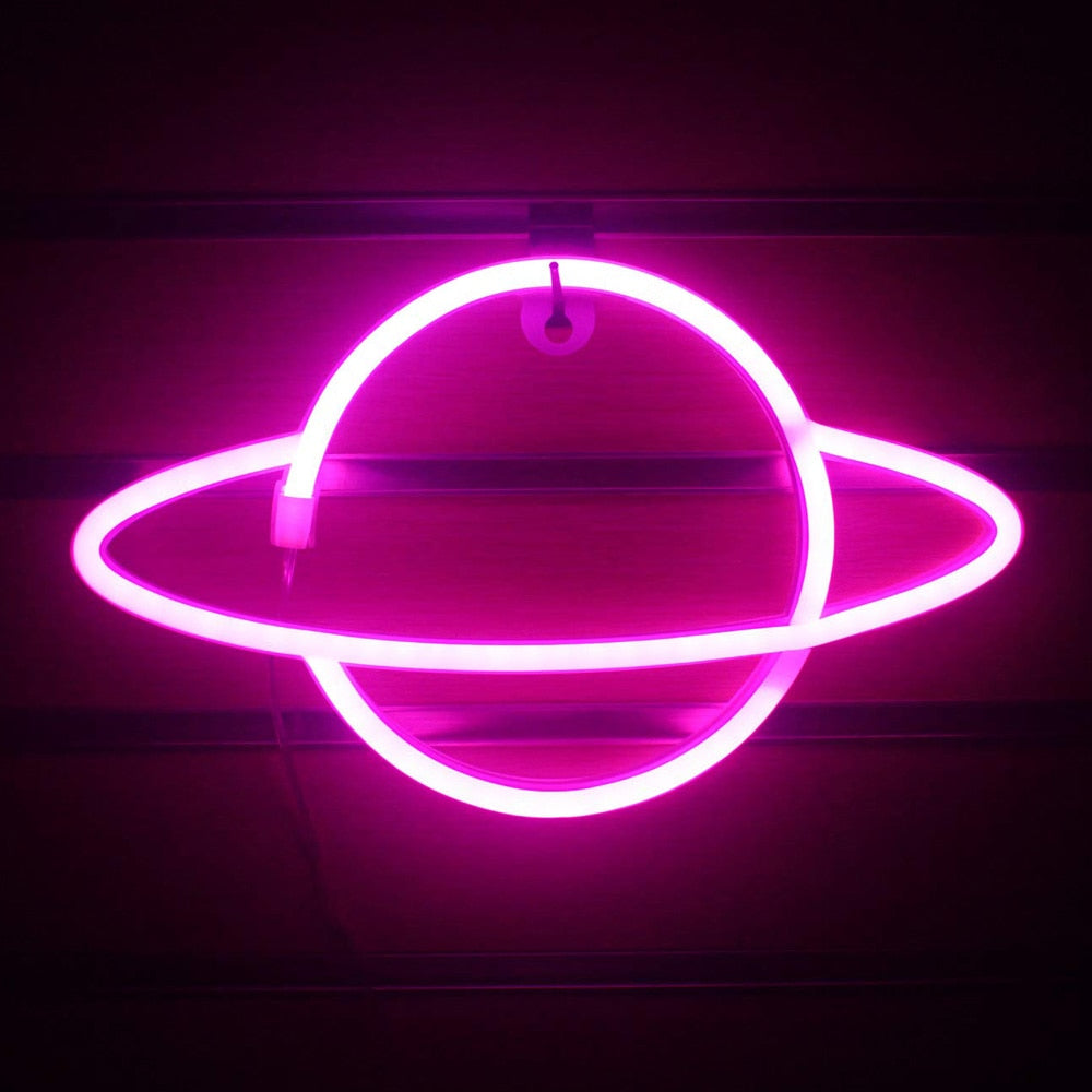 Planet LED Lights Neon Light Sign Bedroom Decor Neon Sign Night Lamp