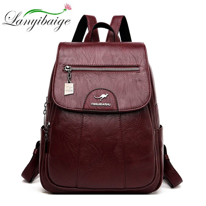 Women Leather Backpacks High Quality Female Vintage Backpack For Girls