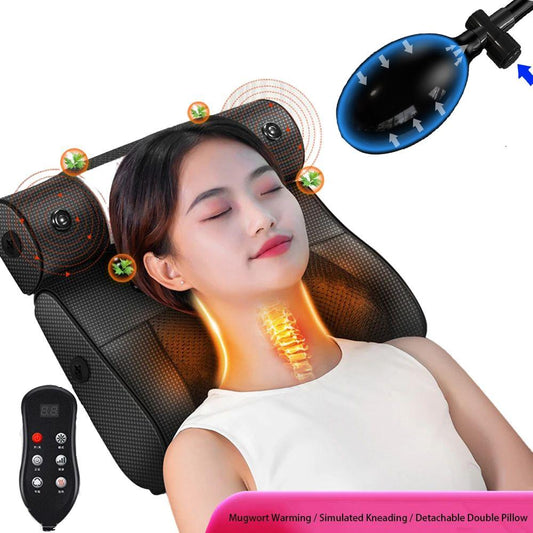 Electric Neck Relaxation head Massage Pillow Back Heating Kneading Infrared therapy shiatsu AB pillow Massager Sudad