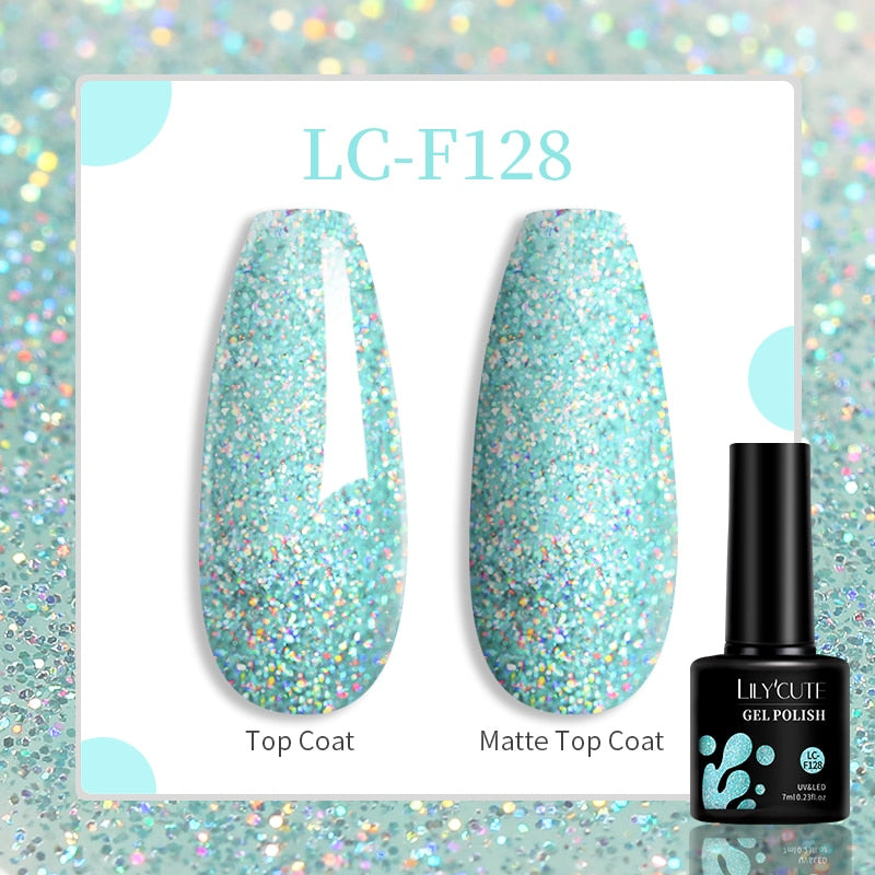 LILYCUTE 9D Rainbow Glitter Cat Magnetic Nail Gel Polish Holographic