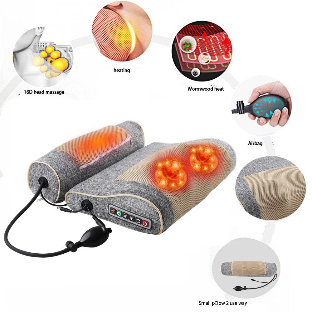 Electric Neck Relaxation head Massage Pillow Back Heating Kneading Infrared therapy shiatsu AB pillow Massager Sudad