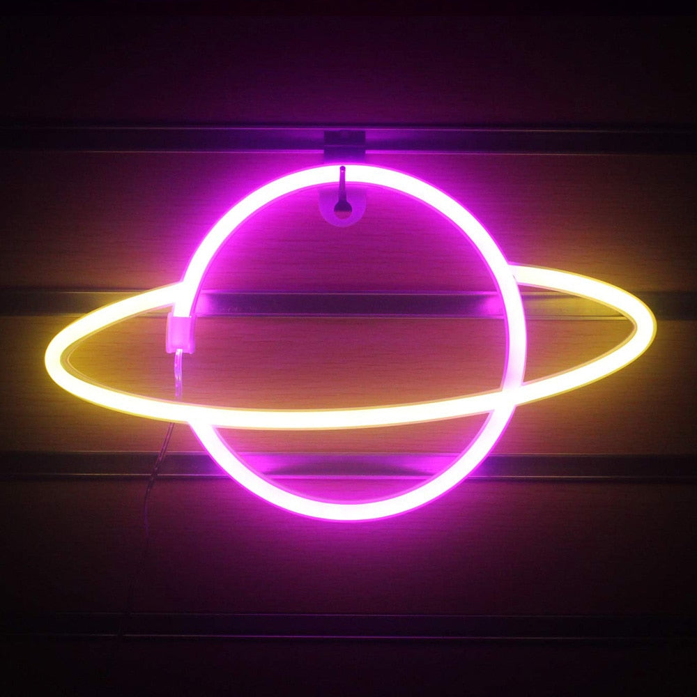 Planet LED Lights Neon Light Sign Bedroom Decor Neon Sign Night Lamp