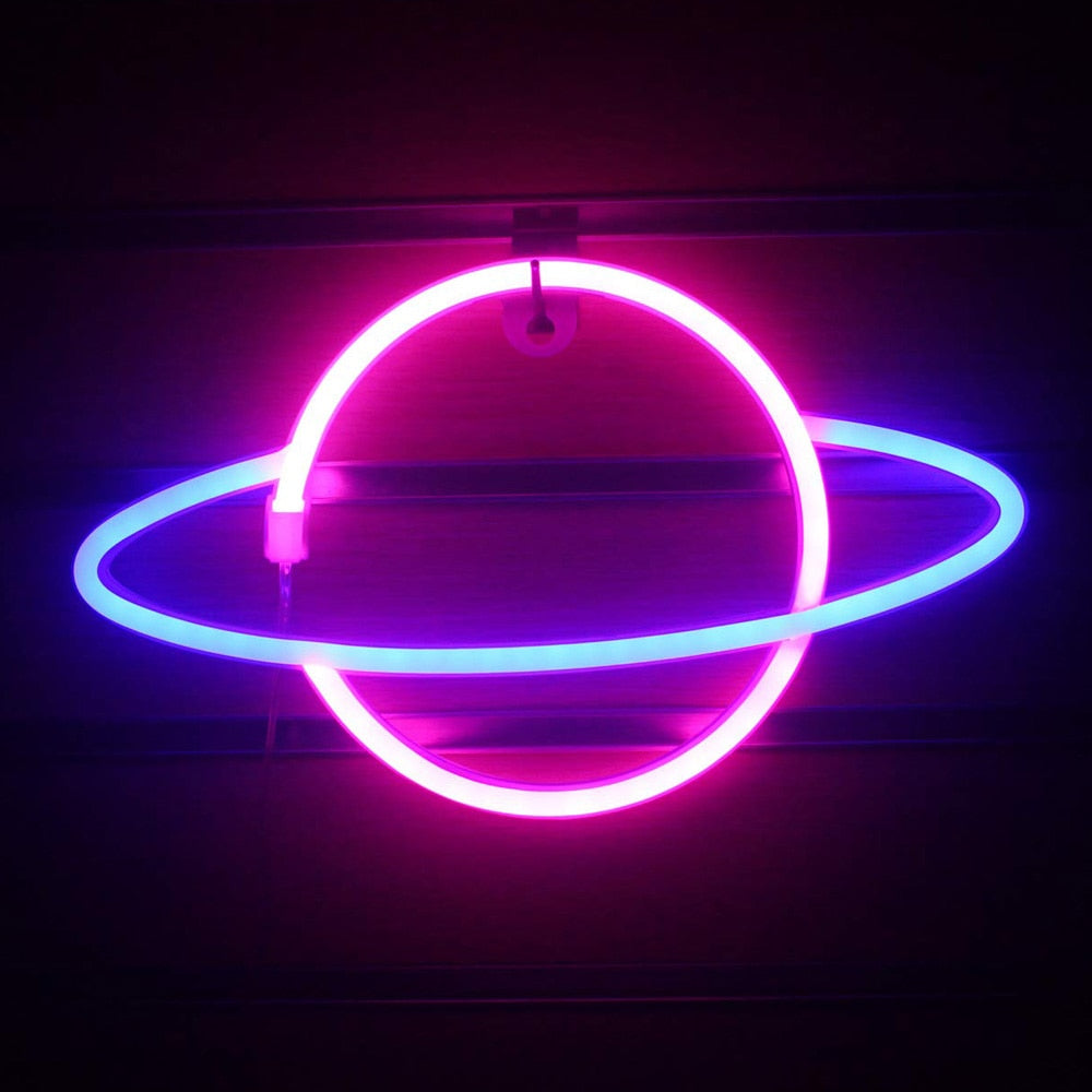 Planet LED Lights Neon Light Sign Bedroom Decor Neon Sign Night Lamp